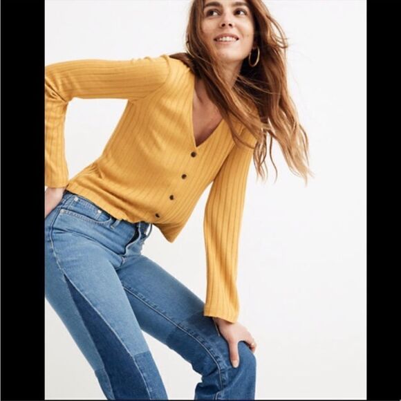 Madewell X ISKO Patchwork Rigid Flare Jeans 27 - Picture 3 of 9